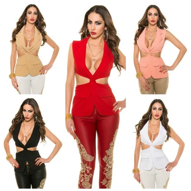 Top donna giacca elegante scollo profondo bustier giromaniche schiena scoperta