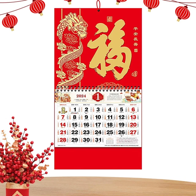 DRAGON CALENDAR 2024 Lunar Wall Hangings Chinese Spring Festival Year