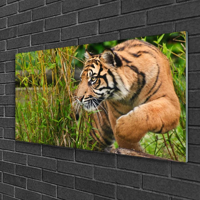 Tableau Déco Moderne Tigre Sur Verre - Impression 120x60 Cm - Marque Tulup