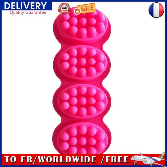 4 Grids Silicone Soap Mold Soap Form for Massage Therapy Soap Bar (Rose)