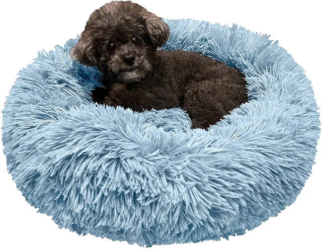 Calming Dog Bed for Small Dogs, round Donut Washable Pet Bed Cat Puppy 23 Inches
