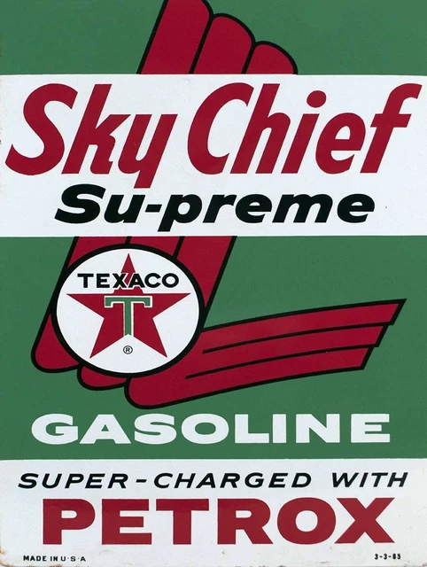 (12) Sky Chief Su-Preme Gasoline Charged Petrox 16" Heavy Duty Usa Metal Ad Sign