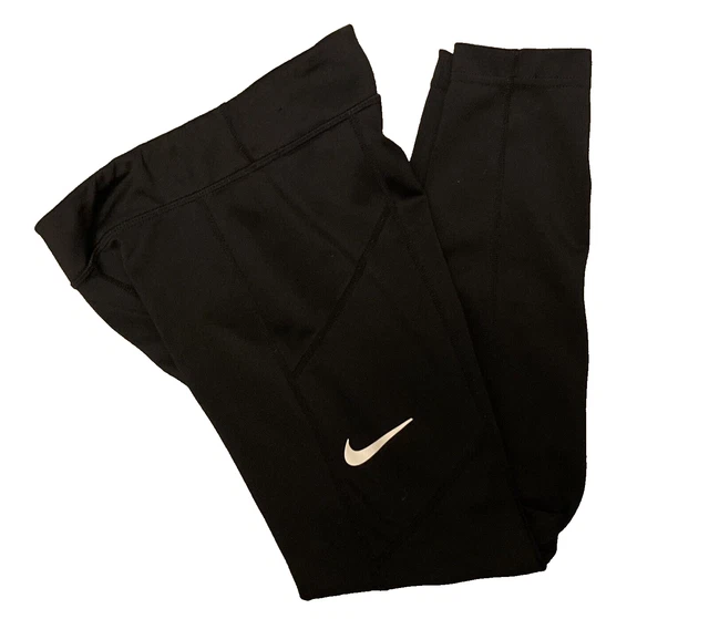 Girls Nike Dri Fit Black Leggings Tight Fit Size M Ex Cond