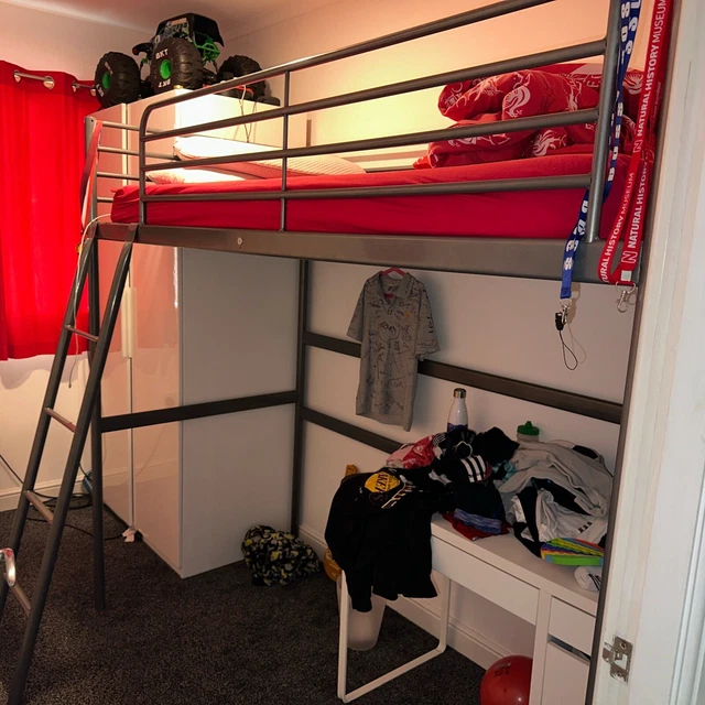 SINGLE STEEL LOFT Bed Frame High Sleeper Bunk Bed Sliver £50.00