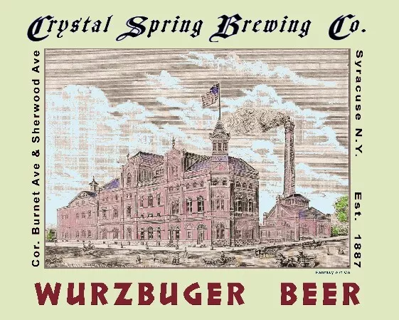 Vintage Style Crystal Spring Brewing Co. Beer Poster Art, Syracuse Vintage Style Crystal Spring Brewing Co. Beer Poster Art, Syracuse