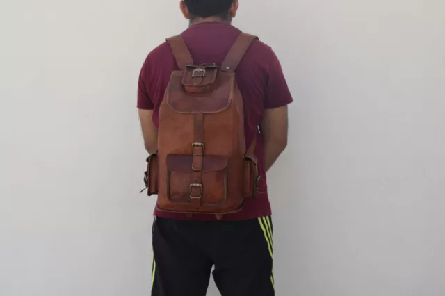 Nuevo Mochila de cuero genuino, bolso de viaje para hombres y mujeres, 16...