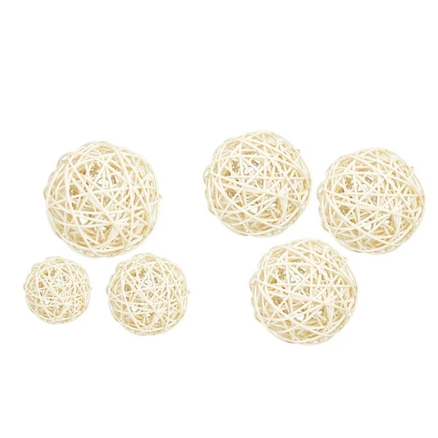 Lot De 20 Boules Décoratives En Rotin Jaune - Sphères Osier 5 Couleurs Pour Fêtes, Mariages Et Décoration Intérieure