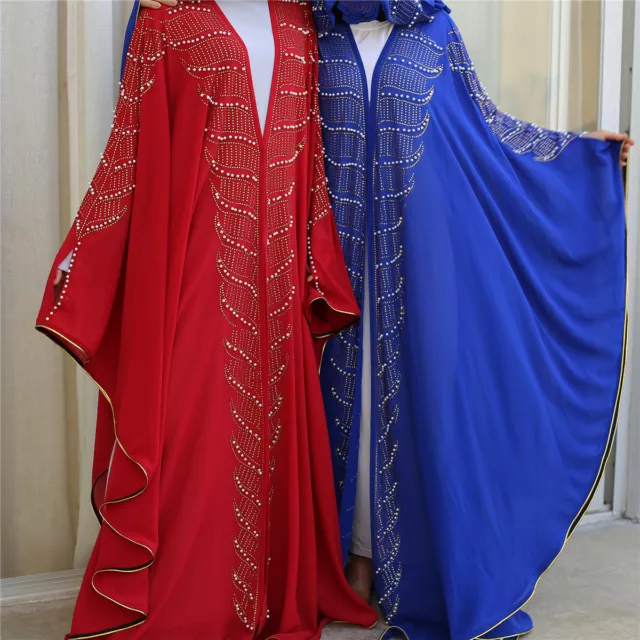 Moroccan Abaya Dubai Kaftan Dress Muslim Women Batwing Farasha Gown Caftan Robe