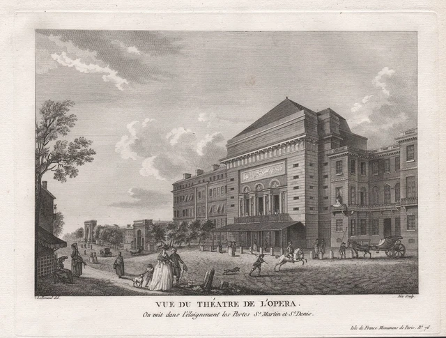 Paris Theatre de la Porte-Saint-Martin estampe gravure engraving Kupferstich