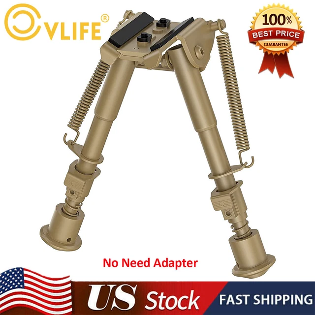 US 6-9In Ajustable Rifle Bipod Spring Return Tactical Hunt Bipod No Need Adapter