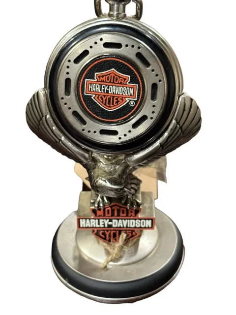 Franklin Mint Harley Davidson MotorCycles Pocket Watch Heritage Softail Stand MC