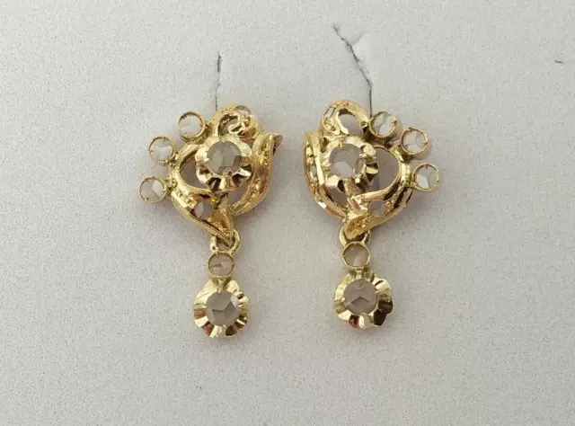 ANCIENNES BOUCLES D'OREILLES XIXe OR 18 CARATS FERMOIR CATALAN gold earrings 18K