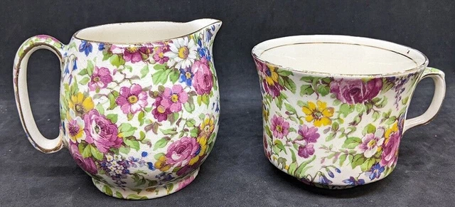 2 x ROYAL WINTON - Summertime Chintz Pattern Pieces - Creamer & Mug