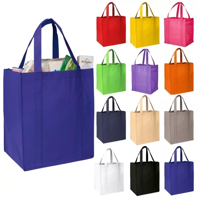 2 x Eco Reusable shopping Grocery Bag Non Woven Tote Reinforced Base Handbag LOT