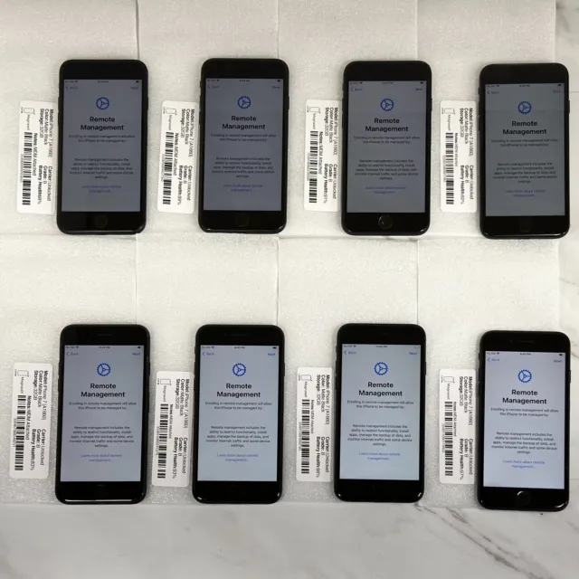 iPhone 7 32GB Matte Black A1660 Unlocked - MDM Managed - iC OFF - LOT OF 8
