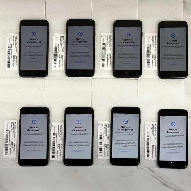 iPhone 7 32GB Matte Black A1660 Unlocked - MDM Managed - iC OFF - LOT OF 8 iPhone 7 32GB Matte Black A1660 Unlocked - MDM Managed - iC OFF - LOT OF 8