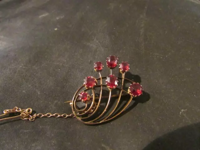 Exquisite Antique Quality 9ct Rose Gold & Garnet Brooch