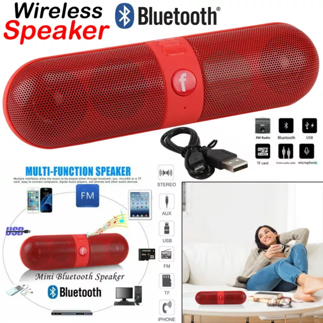 Bluetooth Wireless Speaker Portable Bass Stereo Waterproof Speakers Loud Usb Aux