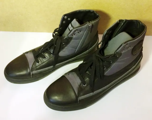 Kenneth Cole Reaction Sz 13 Black High Top Sneaker Boots Zip Lace-Up Leather