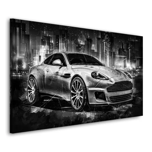 Acrylglasbild Aston Martin Wandbild Auto Bilder Abstrakt Schwarz Weiss Deko XXL