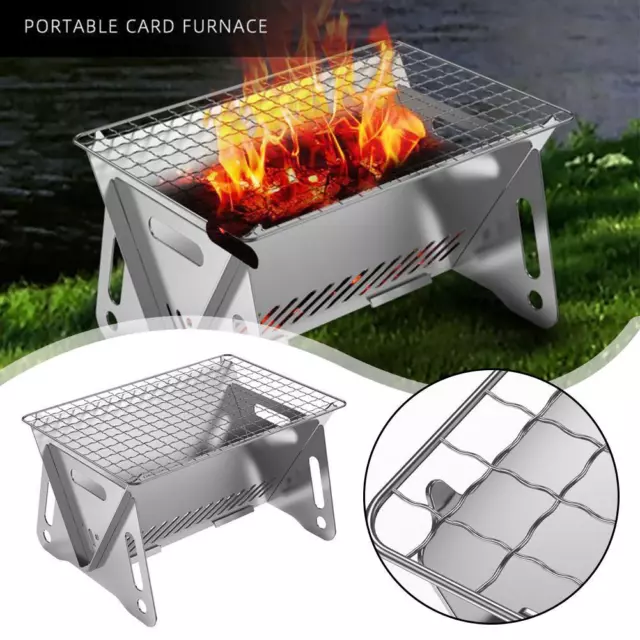 Stainless Steel Grill BBQ Charcoal Stove Outdoor Picnic Portable Camping Ra