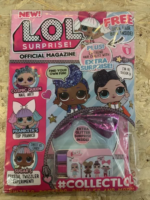 LOL L.O.L. Surprise offizielle Zeitschrift Ausgabe #1 + Haarkreide, Diva Haarschleife NEU
