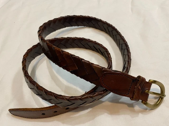 Vintage Eddie Bauer Braided Leather Dark Brown Belt Men's Size 42 Made in USA!