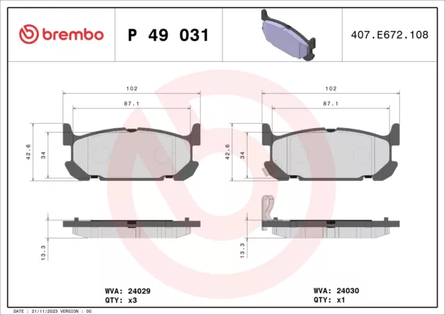 Bremsbelagsatz Scheibenbremse PRIME LINE BREMBO P 49 031 für MAZDA MX NB 2 16V