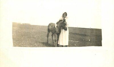 C-1910 Woman Pony Great Plains Pioneer Life RPPC Photo Postcard 22-9966