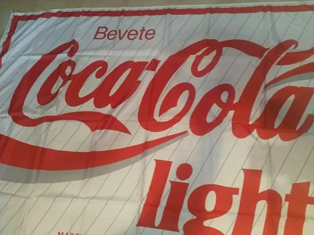 COCA COLA LIGHT- Gigante Bandiera 192x132 Cm ORIGINALE pubblicitaria Anni 80/90