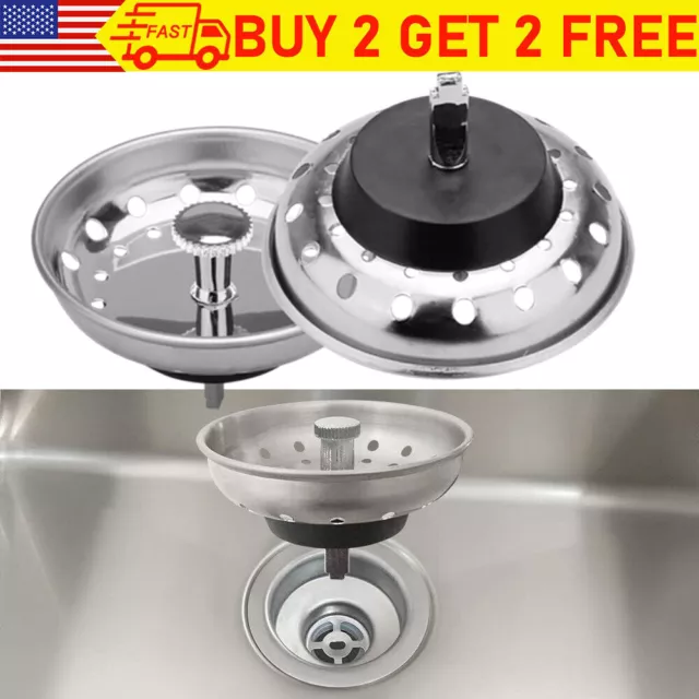 Stainless Steel Home Kitchen Sink Drain Stopper Basket Strainer Waste Plug