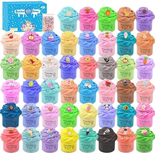 Kit de Mini Slime Fluffy 45 Couleurs, Poopsie DIY Putty Slime Jouets pour Enfant