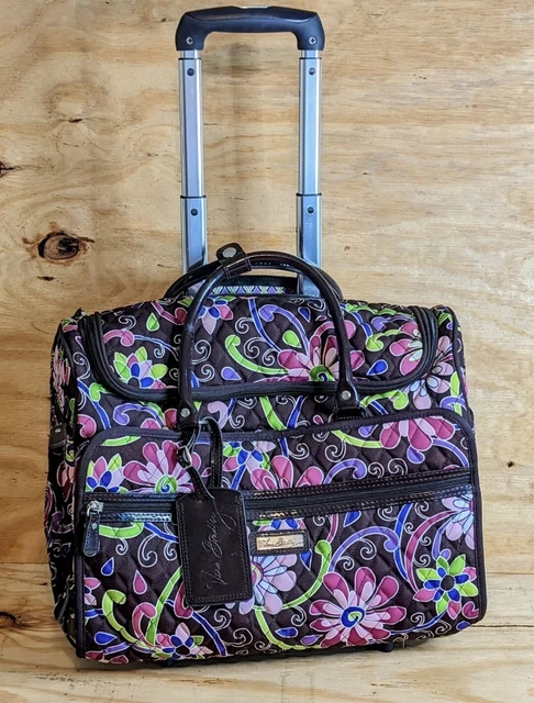 Vera Bradley Purple Punch Rolling Bag Travel Luggage Carry On 17" All Over Quilt