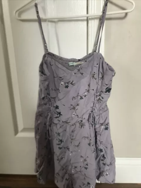 urban outfitters kimchi blue purple floral strappy lace up romper sz Small