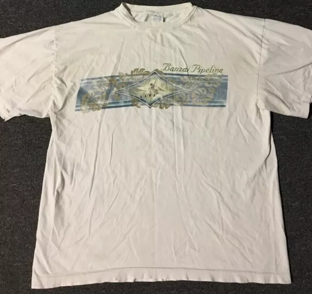 Vtg 90s Pipeline Hawaii Faded Distress Shirt L Single Stitch TC Surf Grunge 80s