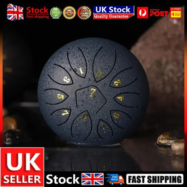 6 Inch 11-Note Tongue Drum with Drumsticks Hand Pan Ethereal Drums (Navy) UK