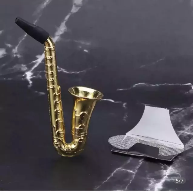 Small Saxophone Portable  Tobacco Smoking Pipes Metal /Pipes With Mesh Cigarette 2