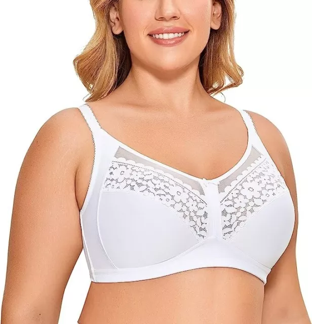 Women's Lace Full Coverage Wireless Bra Unlined Non-padded Plus