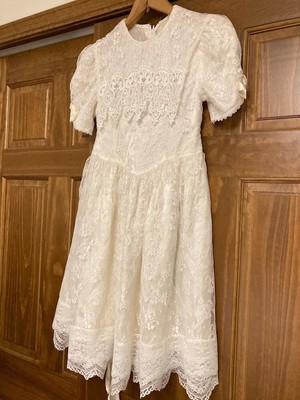 Vintage 90's Jessica McClintock Puff sleeve country lace 2 layer dress size 8
