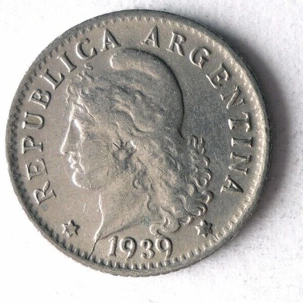 1939 ARGENTINA 5 CENTAVOS - High Quality Coin - FREE SHIP - Bin #304