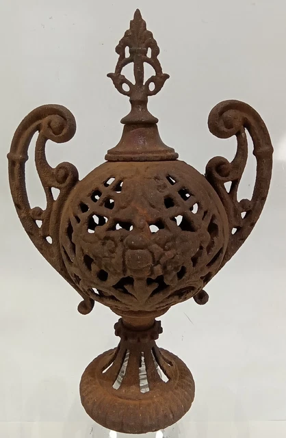 Antique Cast Iron Wood Stove Finial Urn Topper Top Parlor Round Antique Old Vtg