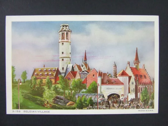Chicago Illinois IL International Exposition Belgian Village View Postcard 1934