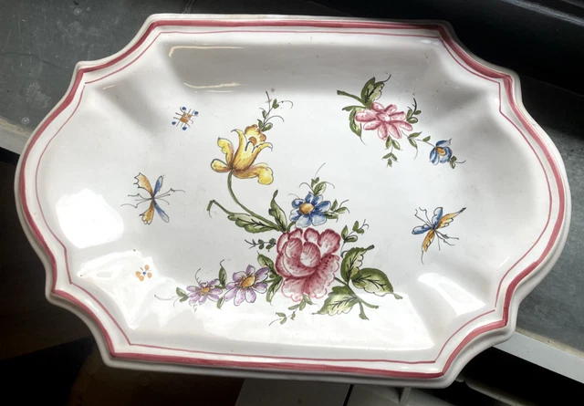 Antique Dish Service Pattern Marseille Handmade Dragon Bouquet Flowers Vintage
