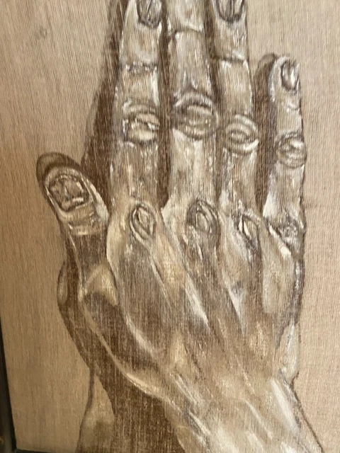 Technique mixte sur toile étude académique d'une main recto-verso 3