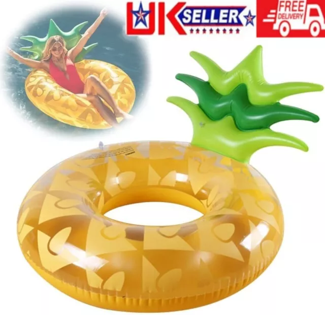 UK Giant Inflatable Pineapple Floaties Swimming Ring Tube Raft Beach Pool Party