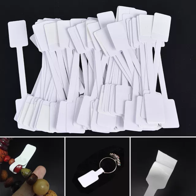 100pcs White Price Label Tags with Hanging String Jewelry Stationery Sh~mj