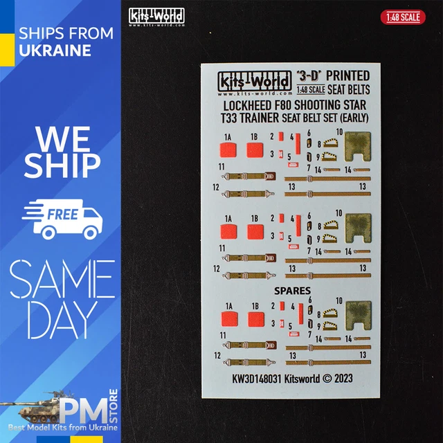 Kits World KW3D148031 1/48 Decals Lockheed T33 Shooting Star Ejection Seat Early