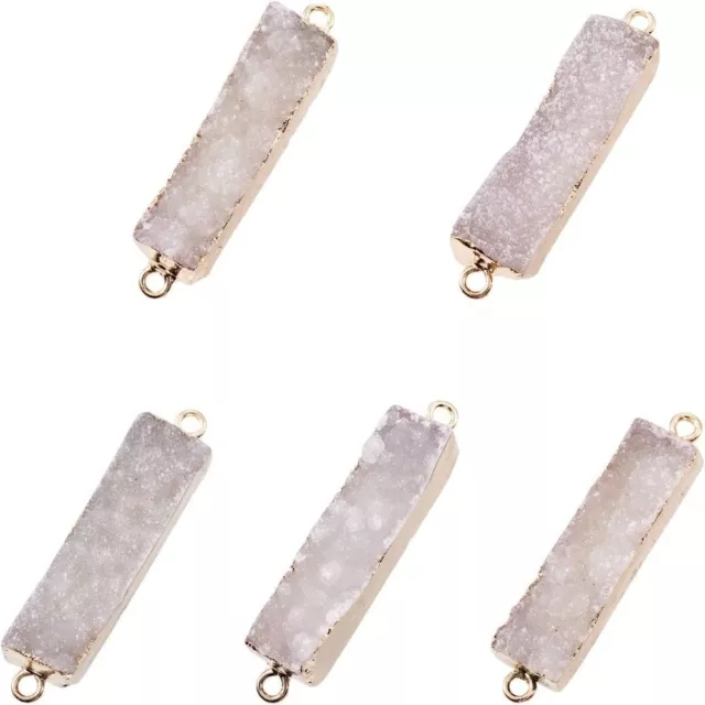 white Rectangle Stone Druzy Agate Links  Handmade Crafts Lovers