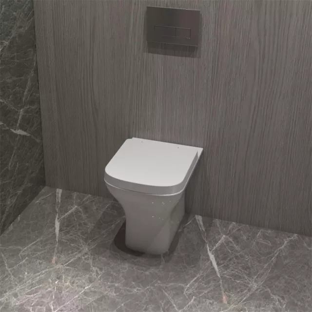 Back To Wall Square Ceramic Toilet Modern Bathroom BTW WC Pan Soft Close Seat