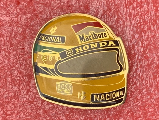 Pin's F1 Rare - Casque Ayrton Senna Fond Doré - Version Petit Modèle MFS